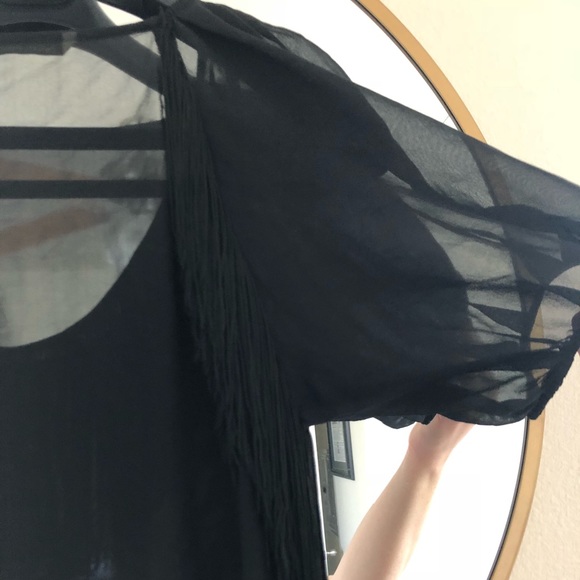 Like New Sheer Silk Fringe Top/Blouse - Picture 6 of 8